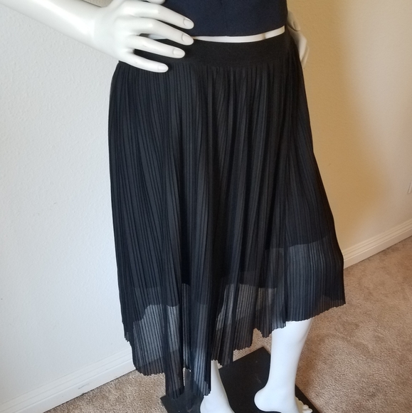 ASOS Black Pleated Midi Skirt Sz 4 - Picture 2 of 5